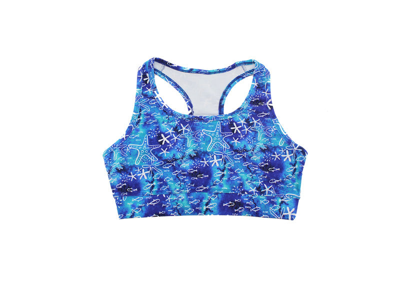 Sturdy By Design Seascape Sports Bra crop top with racer style back