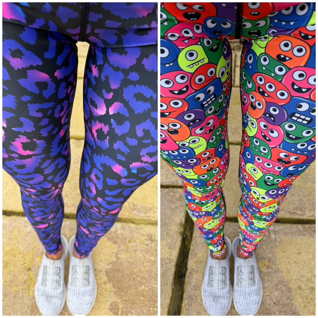 New Gym Leggings UK Neon Nomsters & Wild Amethyst Designs