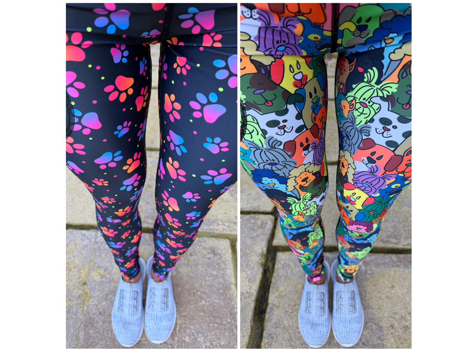 Dog Print Sports Leggings UK | Pawfection & Puppy Love Gymwear