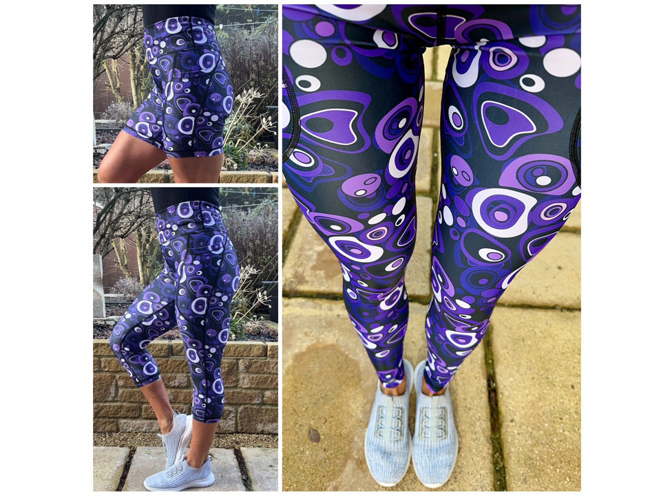 Violetta Purple Sports Leggings | High Waisted Gym & Running UK