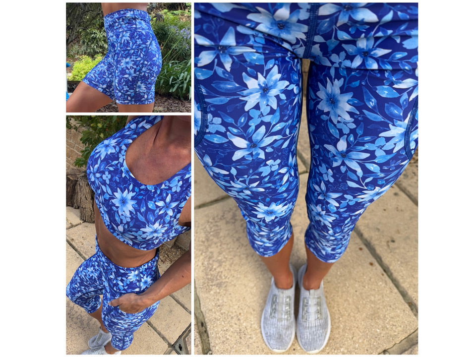 Sapphire Bloom, Elegant Blue Florals Meet Performance Sportswear