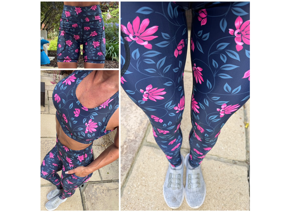Introducing Pink Twilight, Elegant Floral Running Leggings & Gym Wear