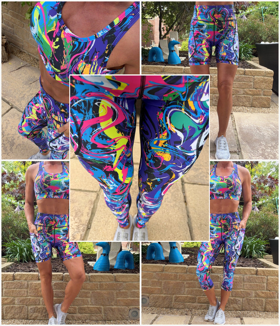 Colour Riot high waisted squat proof leggings with deep thigh pockets