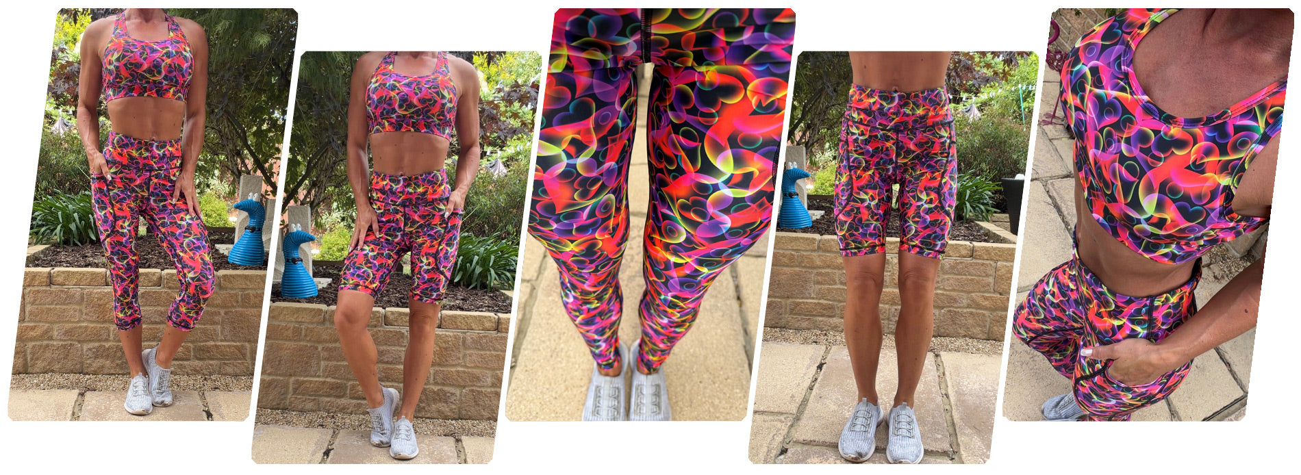 Model wearing Luvstruck squat proof high waisted leggings with deep thigh pockets