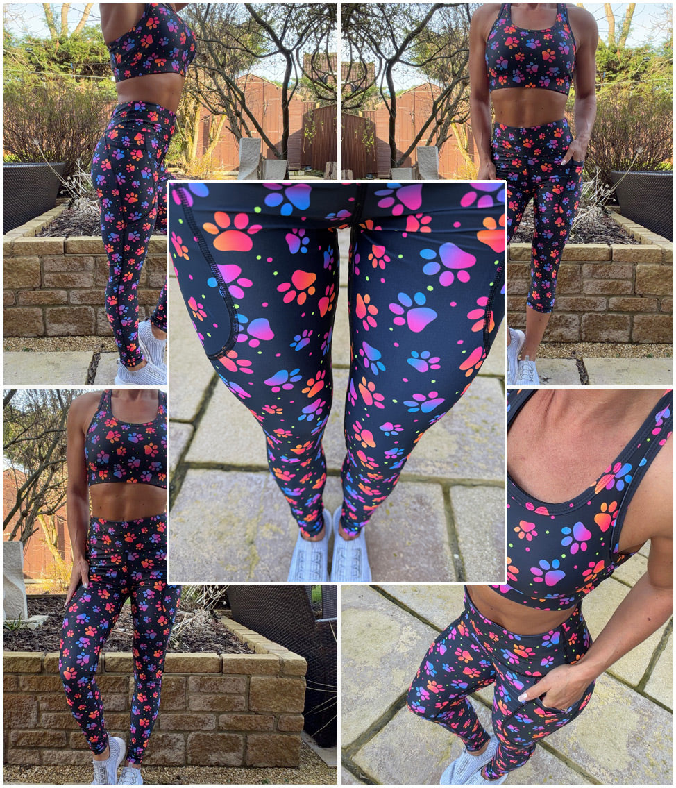 Pawfection dog print leggings with squat proof fabric and pockets