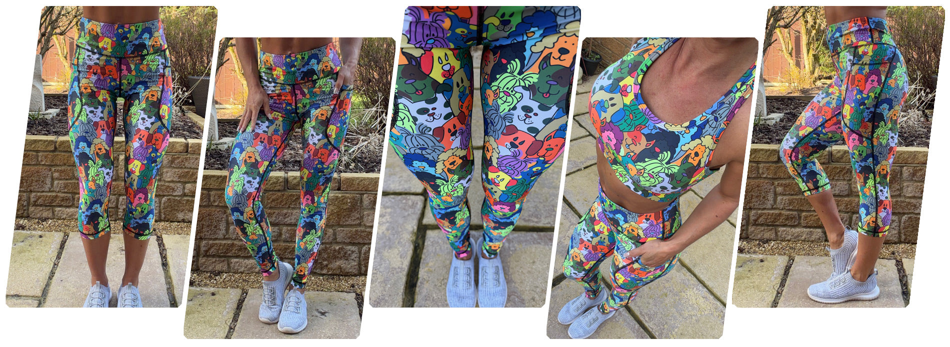 Puppy Love dog pattern squat proof leggings with deep thigh pockets