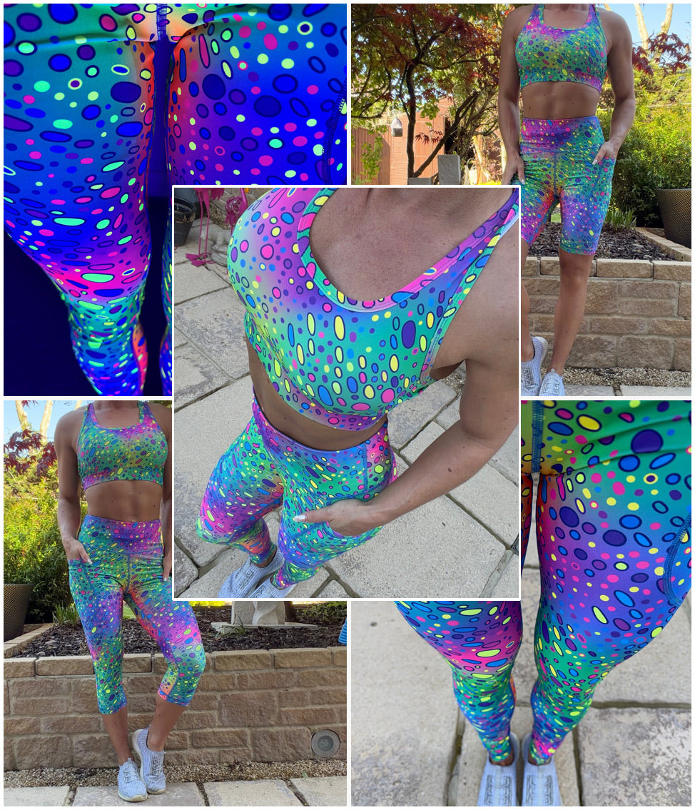 Spotty Dotty high waisted squat proof leggings with polka dot pattern and thigh pockets