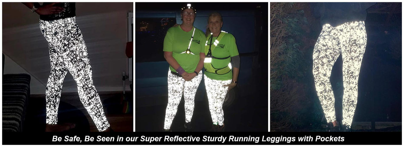 Sturdy By Design Super Bright Reflective Running Leggings with Pockets