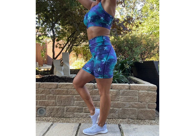 PRE ORDER Arctic Shimmer Mid Shorts with pockets