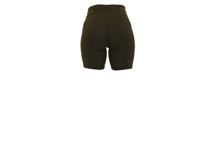 Army Green Essentials Mid Shorts with Thigh Pockets