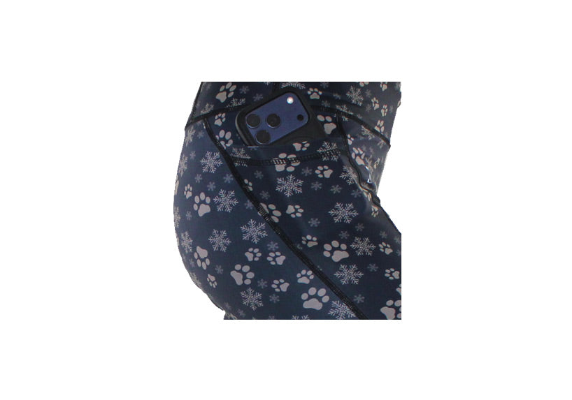 PRE ORDER Black Santa Paws leggings with pockets