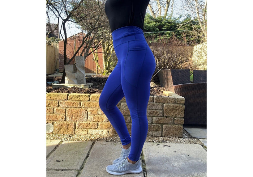 Cobalt Blue Premium Sports Leggings with Pockets