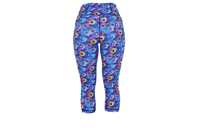 Capri Daisy Dreamscape Leggings with pockets