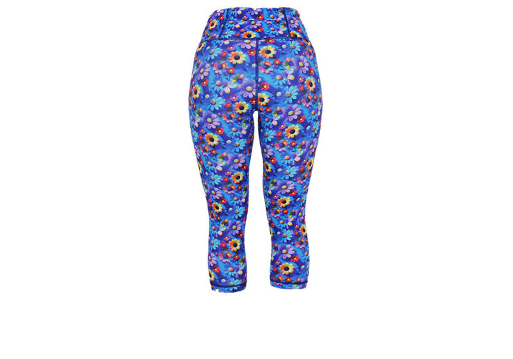 Capri Daisy Dreamscape Leggings with pockets