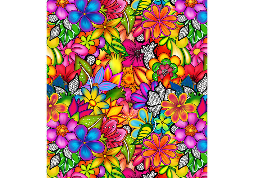 Doodle Blooms Sports Bra