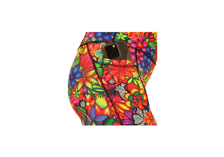 Capri Doodle Blooms leggings with pockets