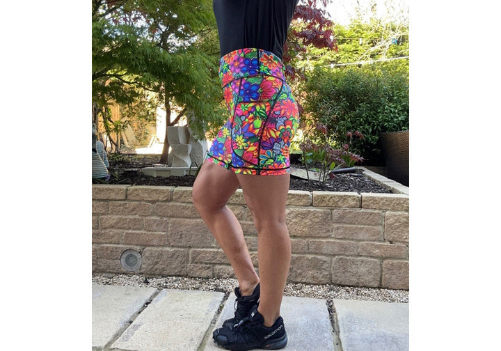 Doodle Blooms Mid Shorts with pockets