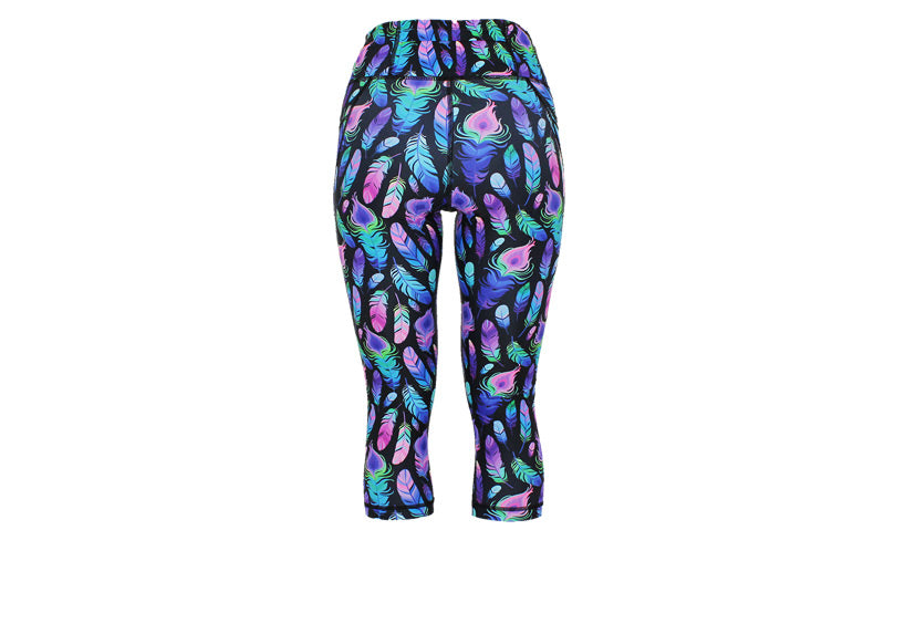 Capri Feather Frenzy Leggings with pockets