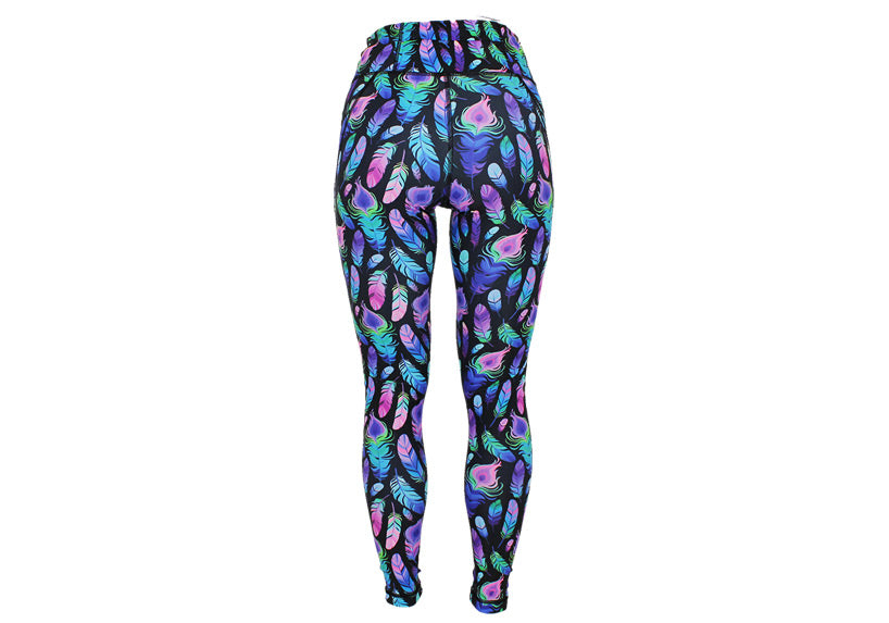 Feather Frenzy leggings with pockets