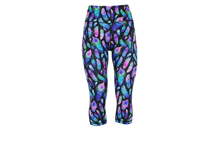 Capri Feather Frenzy Leggings with pockets