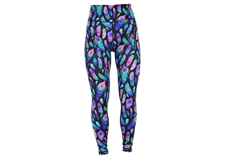 Feather Frenzy leggings with pockets
