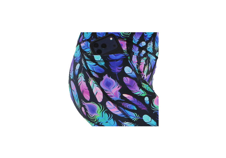 Capri Feather Frenzy Leggings with pockets