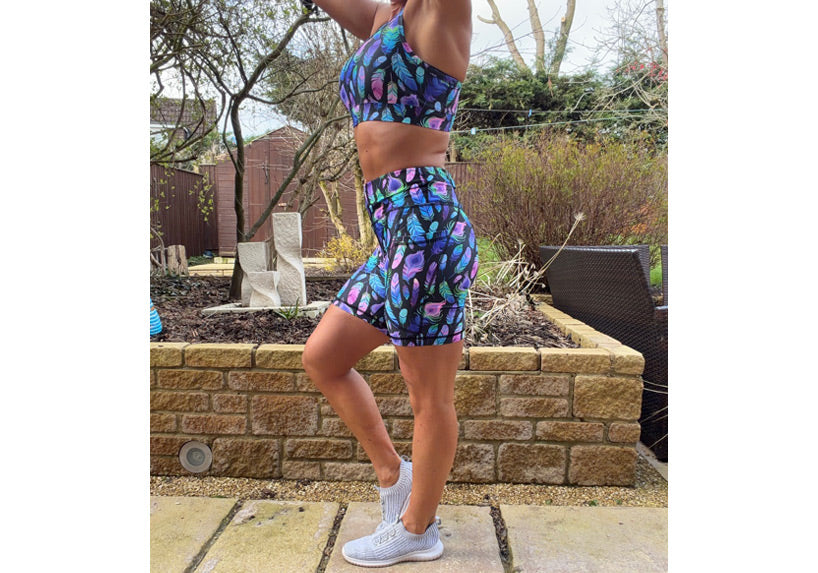 PRE ORDER Feather Frenzy Mid Shorts with pockets