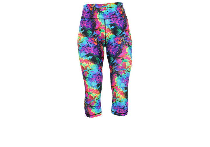 Capri Fluorescent Flora Leggings with pockets