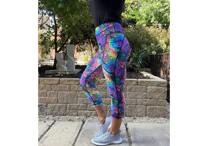 Capri Fluorescent Flora Leggings with pockets