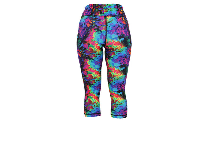 Capri Fluorescent Flora Leggings with pockets