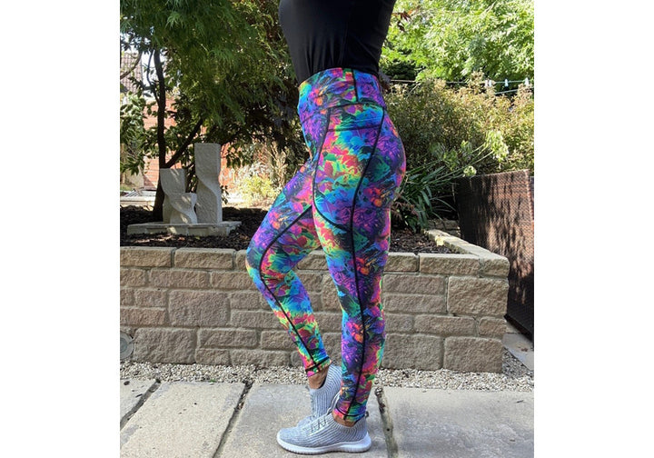 Fluorescent Flora leggings with pockets