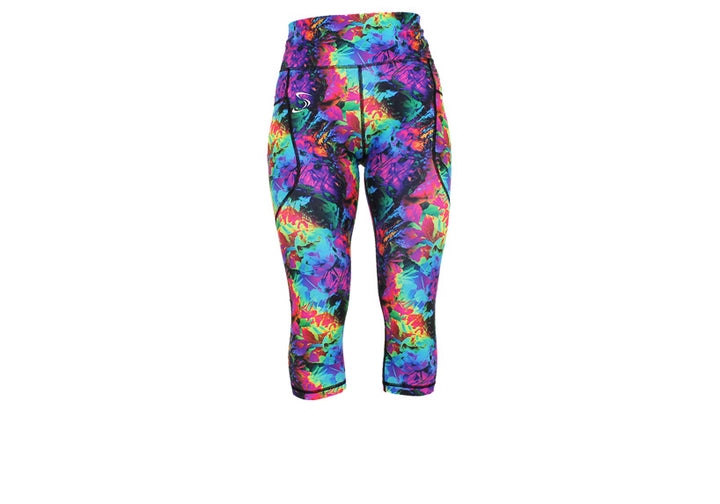 Capri Fluorescent Flora Leggings with pockets
