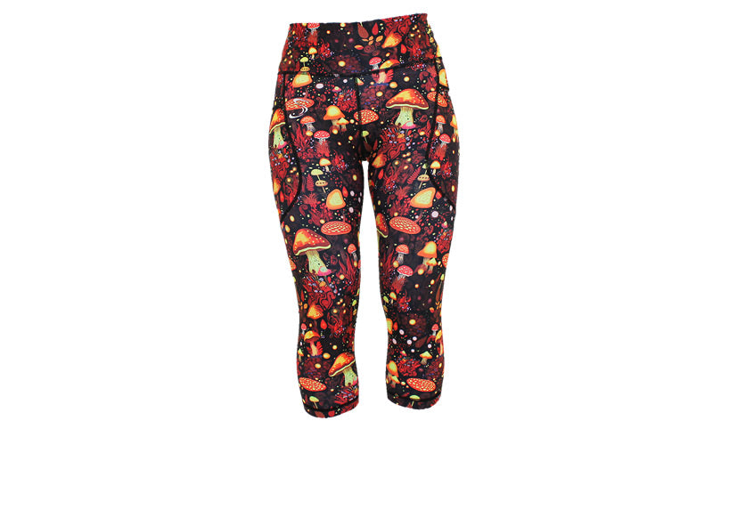 Capri Funky Fungi Leggings with pockets