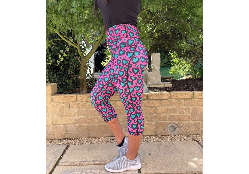 Capri Love Leopard Turquoise Leggings with pockets