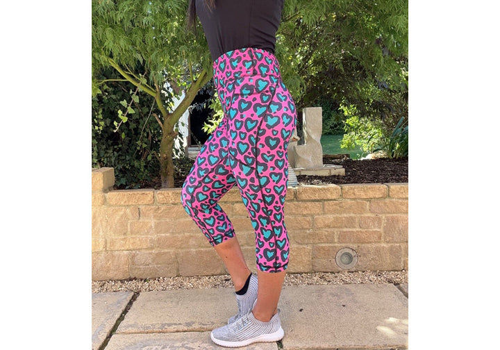 Capri Love Leopard Turquoise Leggings with pockets