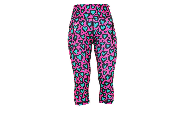 Capri Love Leopard Turquoise Leggings with pockets