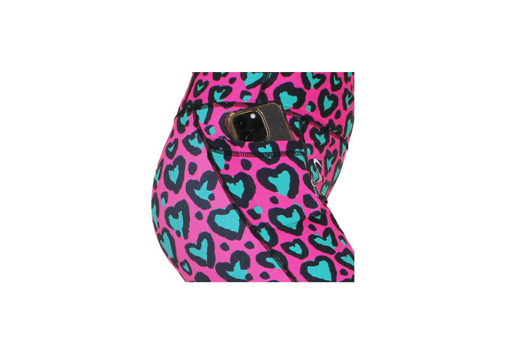 Capri Love Leopard Turquoise Leggings with pockets