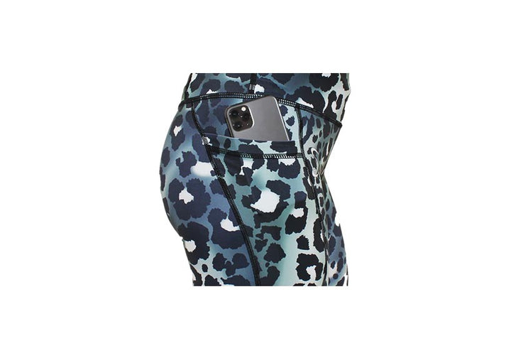 Mirrored Leopard Mid Shorts with pockets