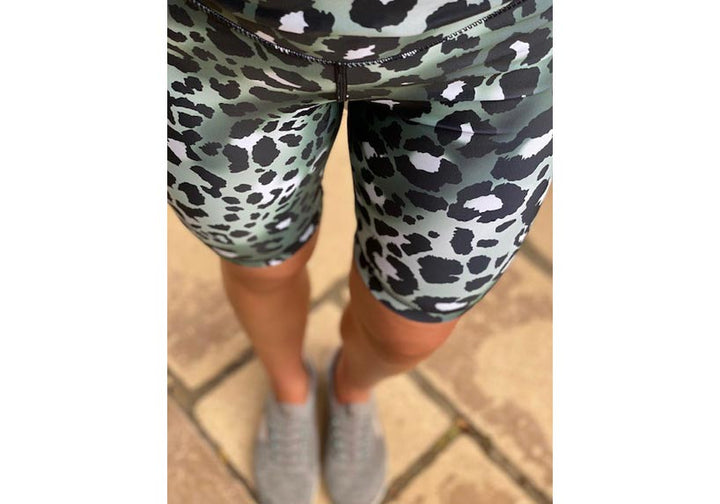 Mirrored Leopard Long Shorts with pockets