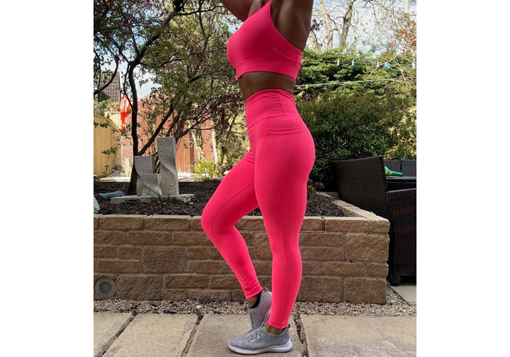 Neon Pink Premium Sports Leggings with Pockets