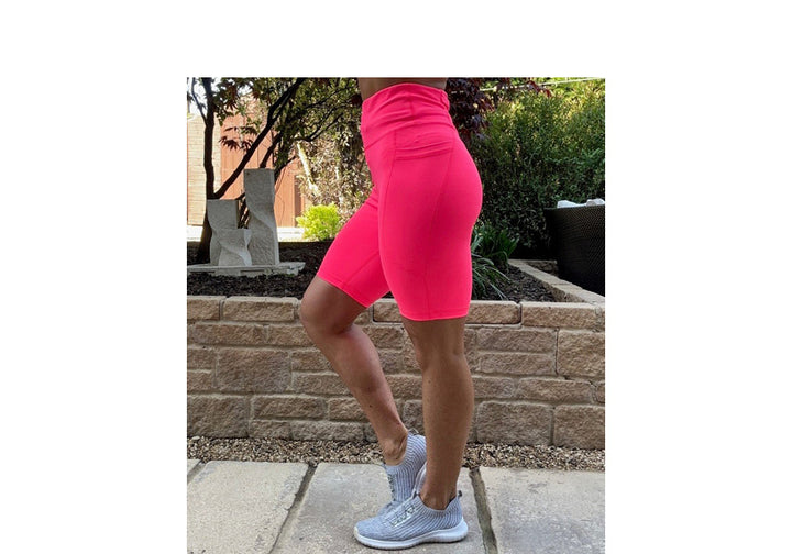 Neon Pink Premium Long Shorts with Pockets