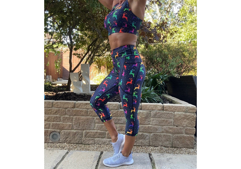 PRE ORDER Capri Neon Prancers Leggings with pockets