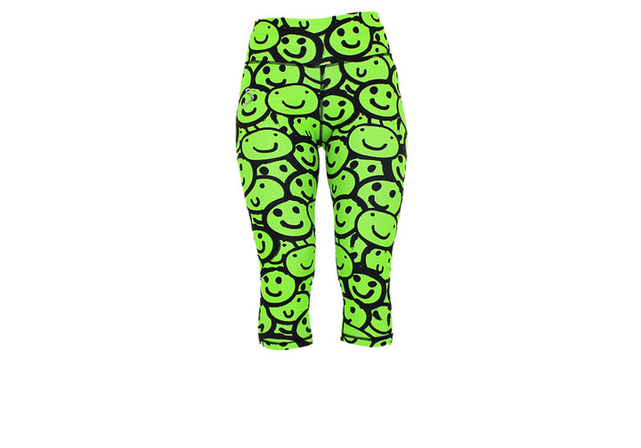 Capri Neon Smiles Leggings with pockets