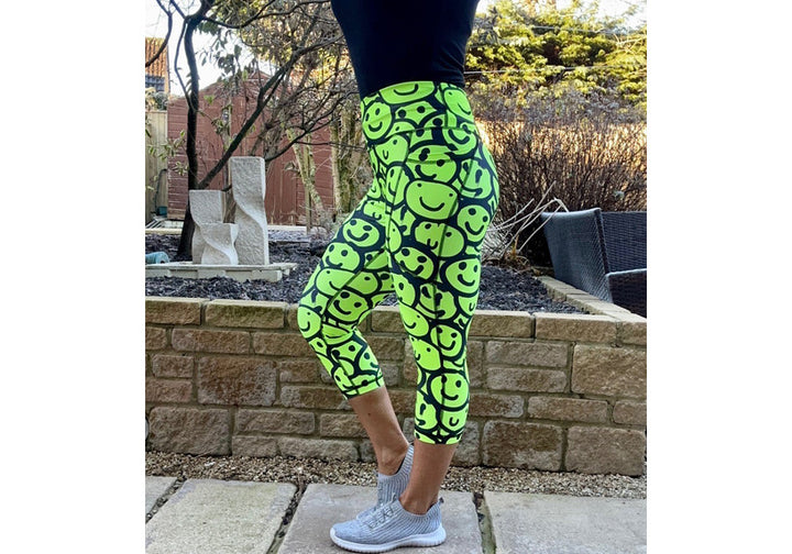 Capri Neon Smiles Leggings with pockets