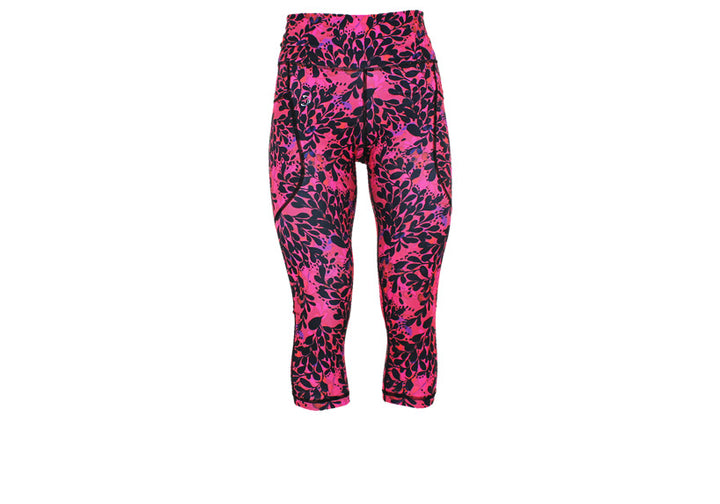 Capri Noir Bloom Leggings with pockets