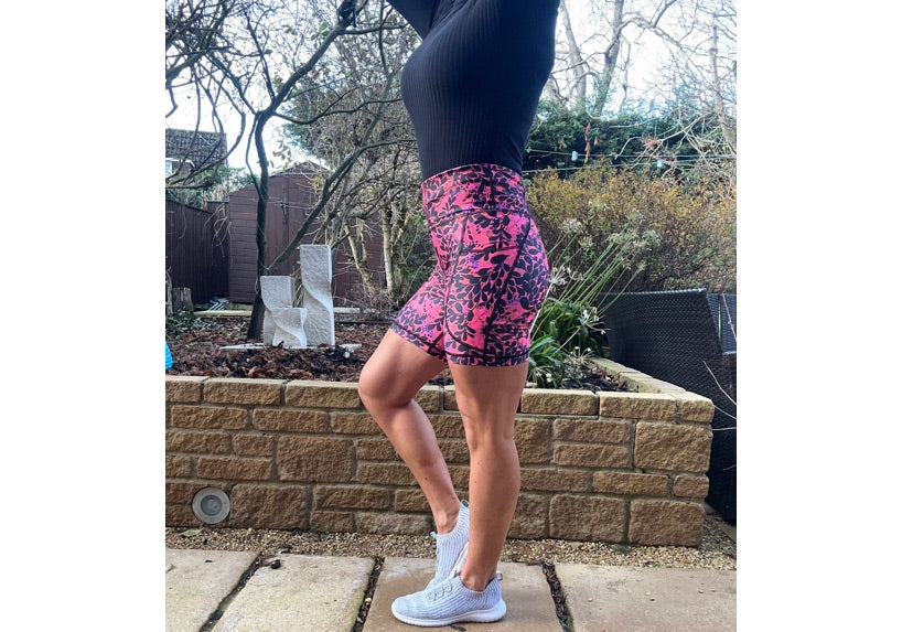 Noir Bloom Mid Shorts with pockets