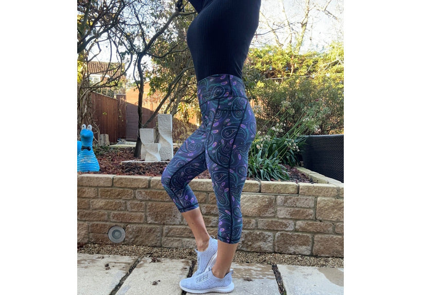 PRE ORDER Capri Paisley Peacock Leggings with pockets