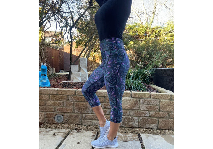 PRE ORDER Capri Paisley Peacock Leggings with pockets