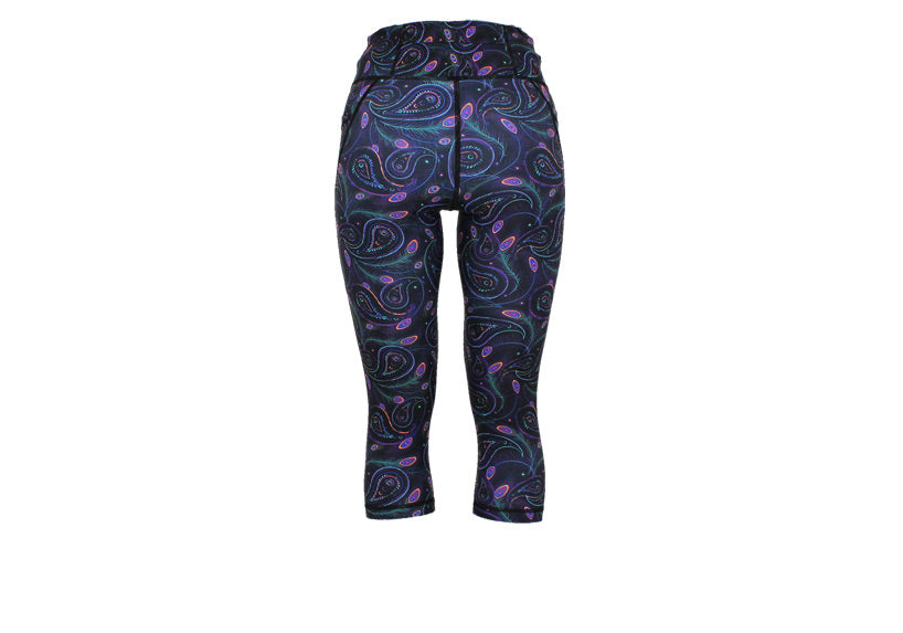PRE ORDER Capri Paisley Peacock Leggings with pockets