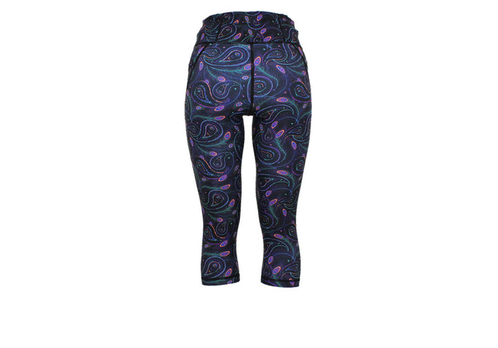 PRE ORDER Capri Paisley Peacock Leggings with pockets